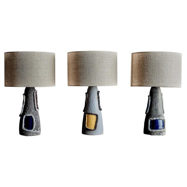 Volcano Glazed Ceramic Table Lamps attributed to Bitossi, 1960s, Set of 3 For Sale - Image 13 of 13