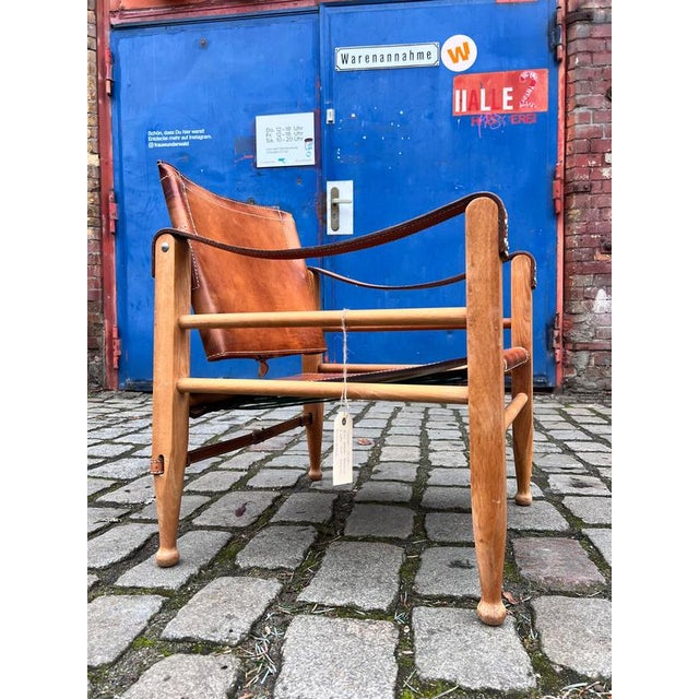 Safari Armchair with Cognac-Colored Leather Upholstery from Aage Bruun & Søn For Sale - Image 11 of 11