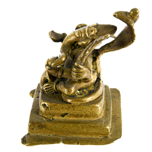 Indian Antique Indian Brass Lord Ganesha Pilgrimage Shrine Figure, Circa 18th–19th Century For Sale - Image 3 of 6
