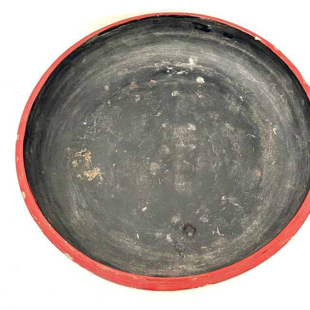 Large 14" Antique Chinese REd Lacquer Wedding Box For Sale - Image 12 of 16