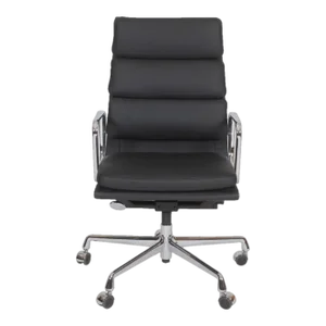 Black Leather EA-219 Office Chair by Charles Eames for Vitra, 1960s