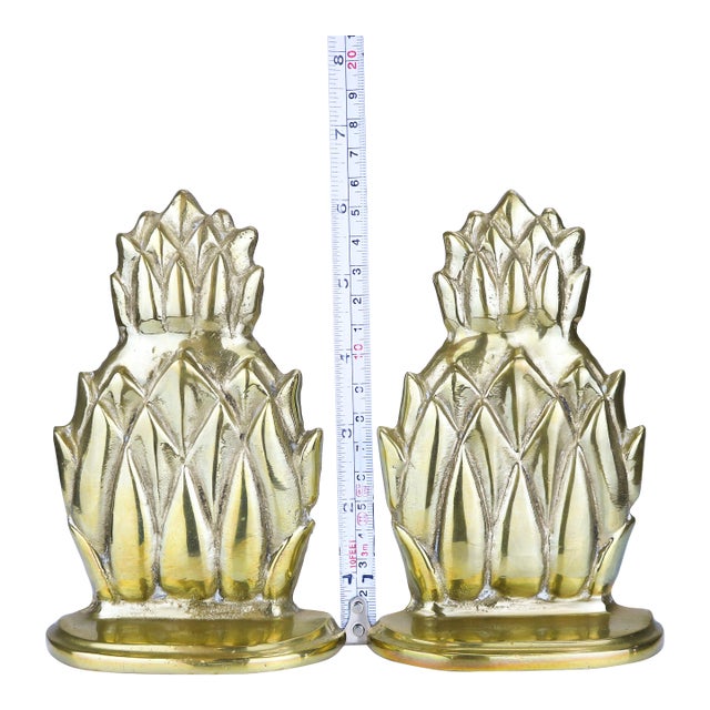 Vintage Solid Brass Pineapple Bookends - Set of 2 For Sale