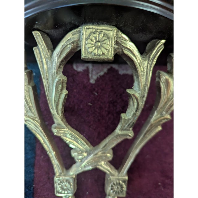 Vintage Chelsea House Polished Brass Laurel Leaves and Wood Decorative Wall Brackets- A Pair For Sale - Image 9 of 17