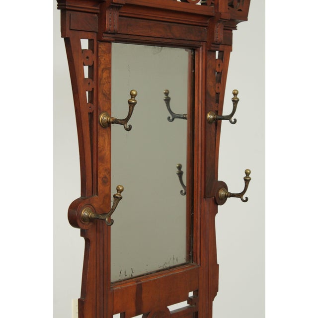 Antique Victorian Walnut Mirror Back Hall Tree, Umbrella Stand Chairish