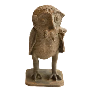 Vintage African Owl With Rat Sculpture