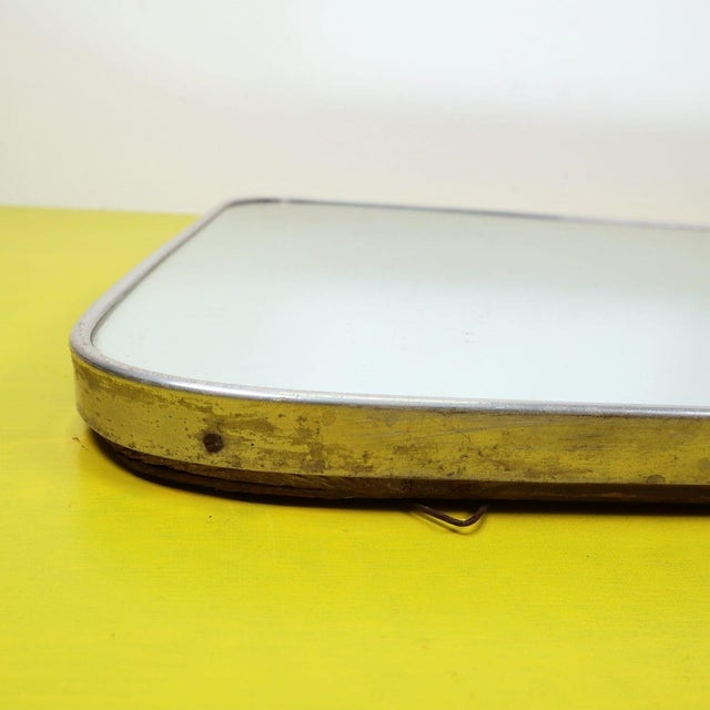 Wooden Mirror with Aluminum Edge, 1940s For Sale - Image 8 of 12