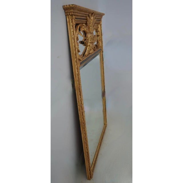 French Louis XVI Style Trumeau Gold 9D & Black Gold Gilt Beaded Frame Fine Carved Details High Quality Construction Large...