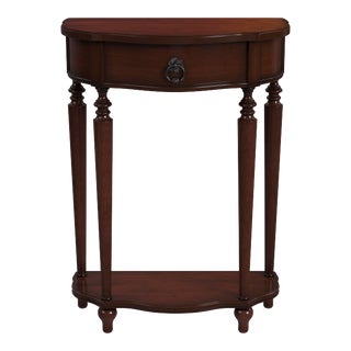 Ashby Demilune Console Table with Storage, Cherry Brown For Sale