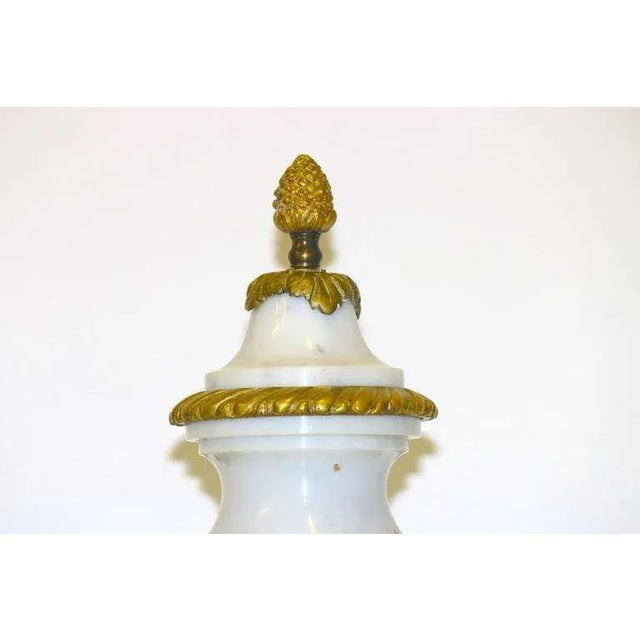 Metal Monumental White Marble Gilt Bronze Mount Cassolette Urn For Sale - Image 7 of 9
