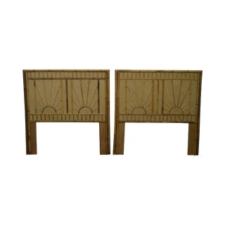 Rattan & Bamboo Sunburst Twin Headboards - a Pair For Sale