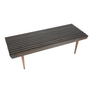 Mid Century Modern Walnut Slatted Table/Bench in the Style of George Nelson For Sale