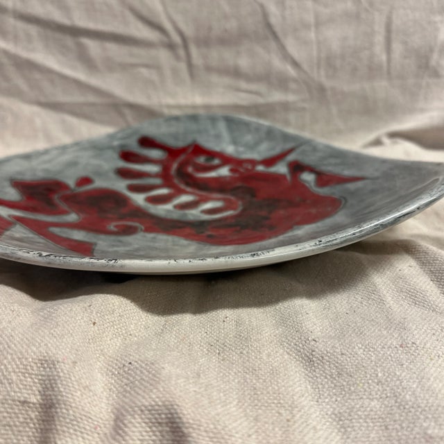 Italian Vintage Pottery Red Horse Platter Mid Century Fanciullacci Style For Sale - Image 6 of 9