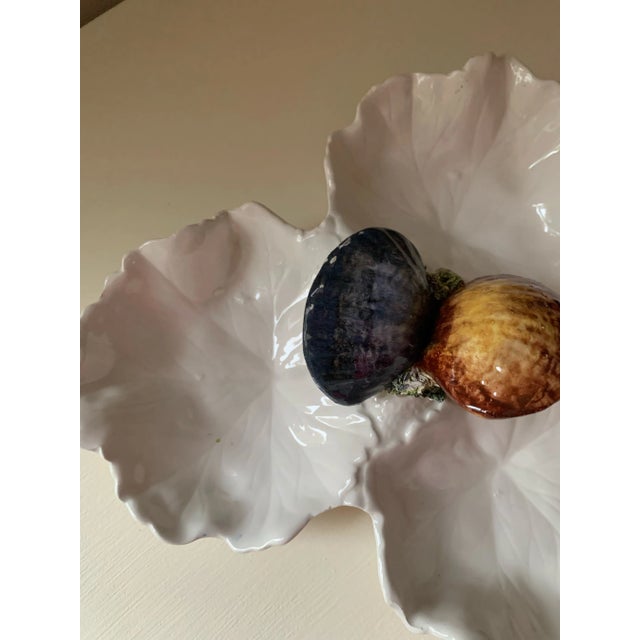 Mid 20th Century Vintage Mid-Century Italian Ceramic Clam Shell & Leaves Serving Dish For Sale - Image 5 of 9