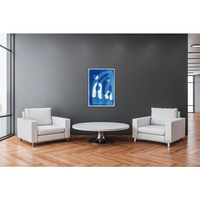 2024, Modern Landscape Style, Handmade Unique Monotype Cyanotype on Watercolor Paper by Kind of Cyan For Sale In Miami - Image 6 of 8