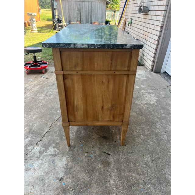 French 19th Century Louis XVI Bleached Chestnut Marble Top Commode For Sale - Image 9 of 12