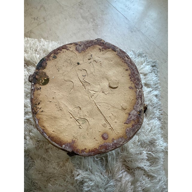 Vintage Signed Coiled Terracotta Vase With Piercings and Glazed Brown Accents For Sale - Image 11 of 13