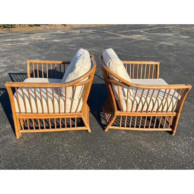 1970s Boho Chic Bamboo and Rattan Lounge Chairs in McGuire Style For Sale - Image 9 of 18