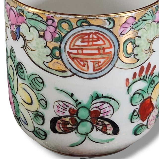 Ceramic Rose Medallion Demitasse Espresso Cup Macau W/ Saucer Mid Century For Sale - Image 7 of 13