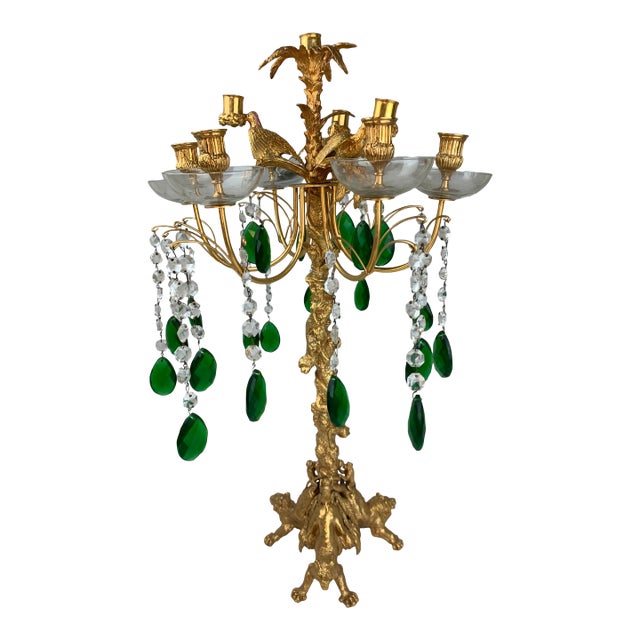 Vintage Gilded Bronze 10 Candle Candelabra For Sale