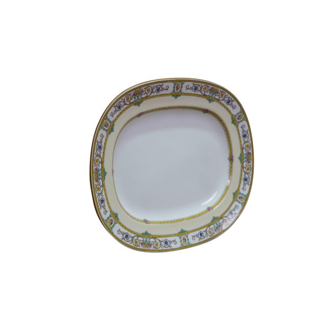 Large antique oval serving platter by Mintons in the discontinued "Grasmere" pattern, featuring a distinctive mustard-...