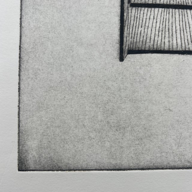 Vintage Black and White Etching Signed R. Laur