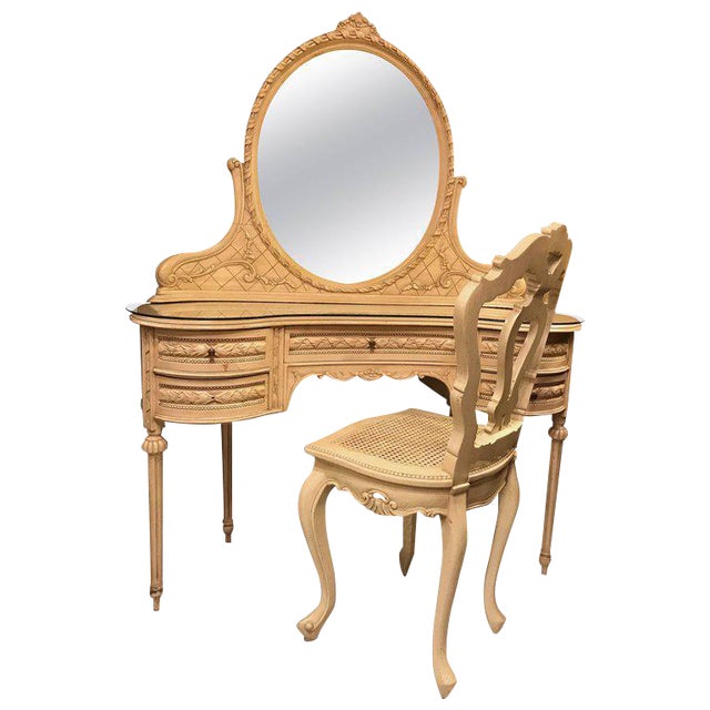 Hollywood Regency Vanity Desk with Mirror and Chair in ...