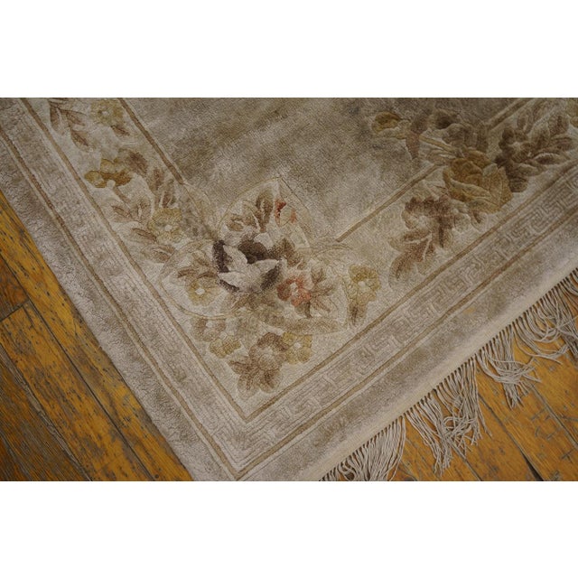 1980s Light Gray Floral Vintage Chinese Silk Rug 3' X 5'2" Handknotted Wool Carpet For Sale - Image 17 of 18