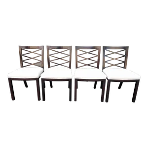 Set of 4 Councill Furniture X Back Dining Chairs Newly Upholstered in Performance Chenille
