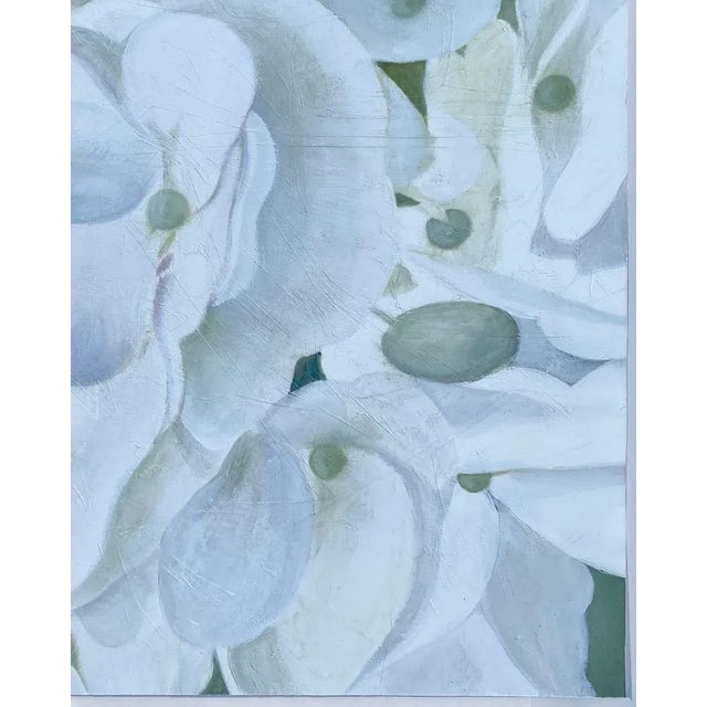 Modern “White Hydrangea” Large Oil Painting by Deborah Rogers - For Sale - Image 3 of 8