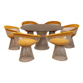 Vintage Nickel Warren Platner Dining Set from Knoll Inc. / Knoll International, 1970s, Set of 7 For Sale