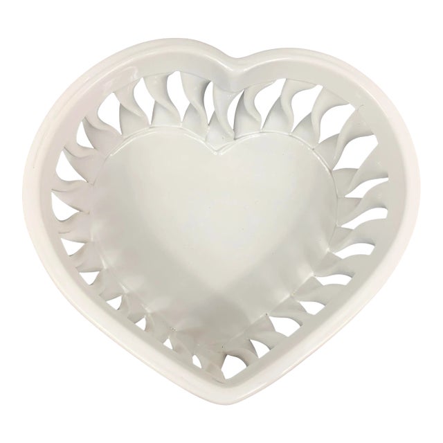 Vintage Handmade Italian Heart Shaped Bowl For Sale