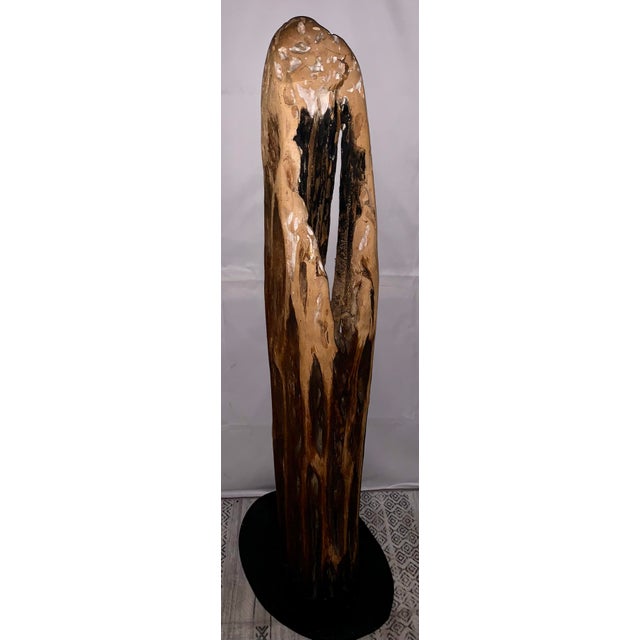Kenzi Shiokava Late 20th Century Large 47" Signed Hand-Carved Wood Organic Brutalist Totemic Sculpture For Sale - Image 9 of 12