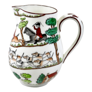 Early 20th Century Crown Staffordshire Hunting Scene Creamer Pitcher