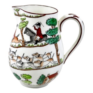 Mid 20th Century Crown Staffordshire Hunting Scene Creamer Pitcher For Sale