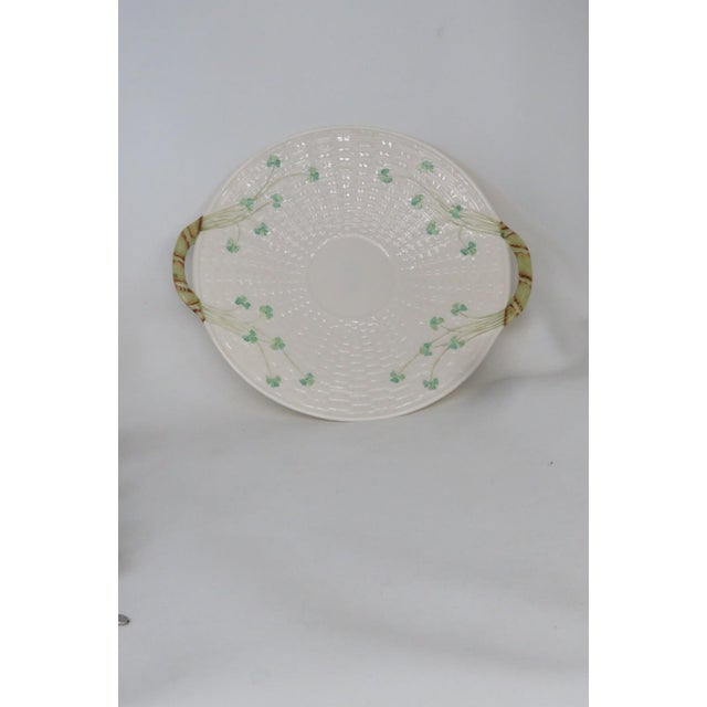 Mid 20th Century Mid 20th Century Belleek Classic Mid Century Shamrock Tea Ware Cake Plate Irish Porcelain 4690b For Sale - Image 5 of 18
