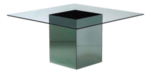 Vintage Block Table with Mirrored Glass Base and Glass Top by Nanda Vigo for Acerbis, 1970s
