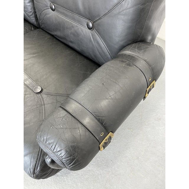 Modular Leather Black Sofa, 1960s For Sale - Image 11 of 14