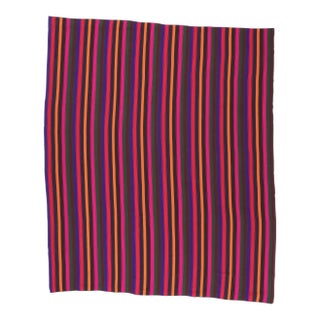 Late 20th Century Bold Vintage Turkish Striped Kilim Rug - 10’06 X 12’05 For Sale