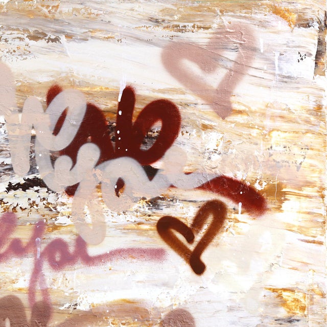 In Relax Mode - Original Abstract Love Graffiti Mixed Media Painting on Canvas by Amber Goldhammer For Sale - Image 4 of 9