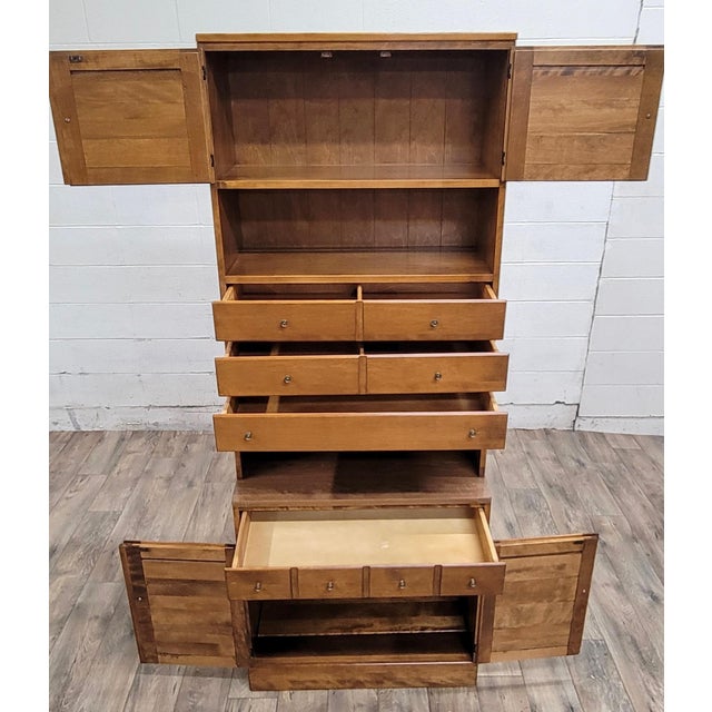 Vintage Ethan Allen Heirloom Nutmeg Maple Crp Cabinet With Hutch For Sale - Image 9 of 11