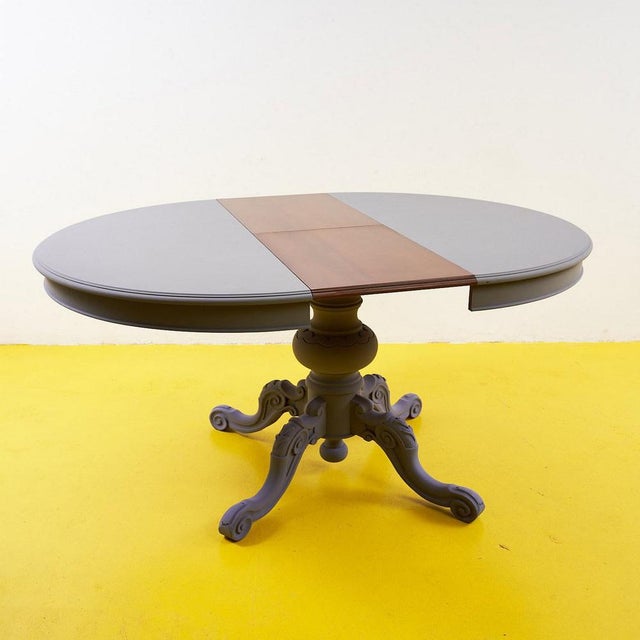 Vintage Round Wooden Kitchen Table For Sale - Image 10 of 12