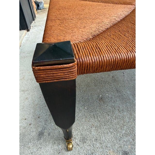 Late 20th Century Vintage Rush Top Coffee Table With Brass Casters For Sale - Image 5 of 5