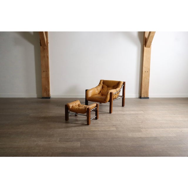 Amazonas Lounge Chair with Ottoman in Cognac Leather by Jean Gillon Brazil 1960s For Sale - Image 18 of 18