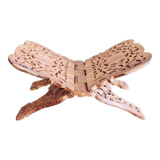Vintage Indian Carved Wooden Book Stand For Sale