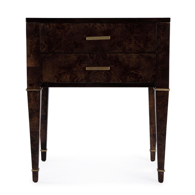 Wood Kai 24 in. W Rectangular Burl Wood 2 Drawer End Table, Dark Burl For Sale - Image 7 of 11