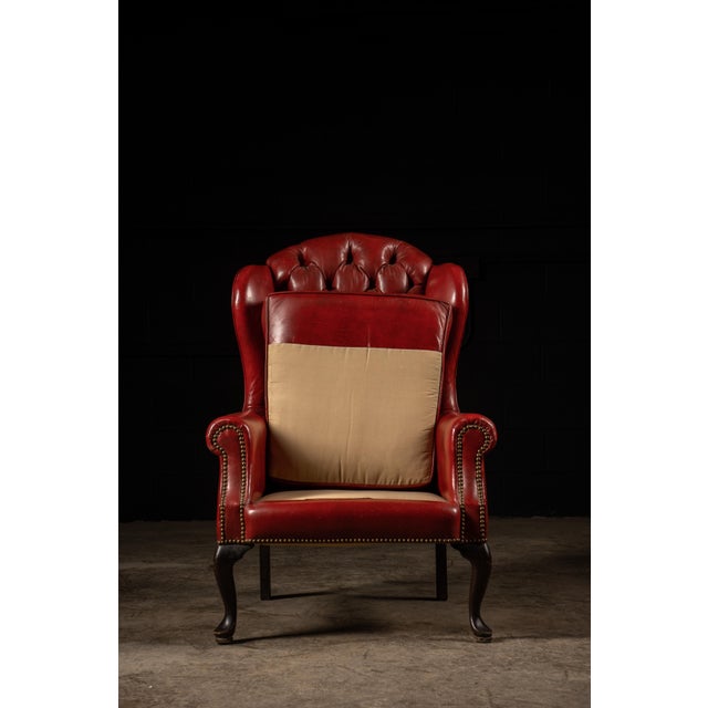 Antique Tufted Leather Armchair and Ottoman Set For Sale In Chicago - Image 6 of 9