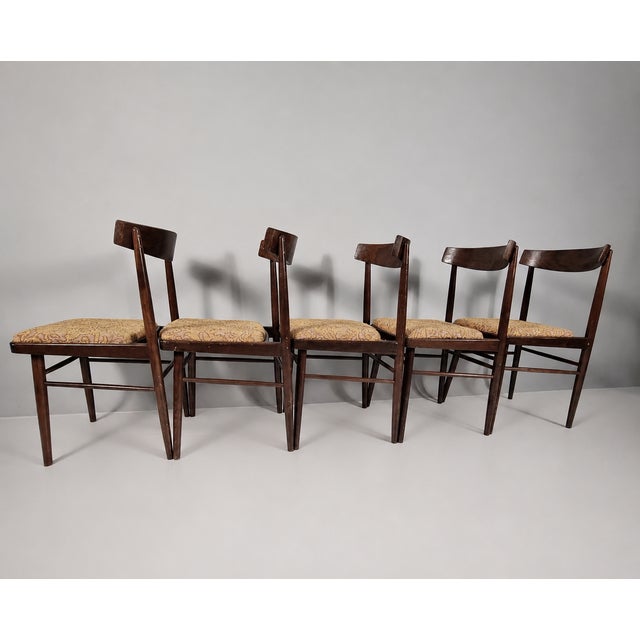 Vintage Chairs in Beech and Fabric, 1960s, Set of 5 For Sale - Image 6 of 11