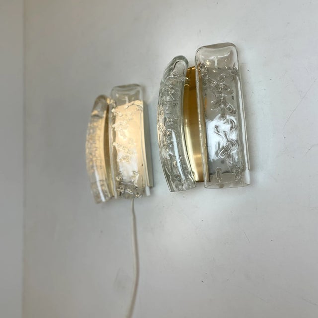 Gold Glass and Brass Sconces from Doria Leuchten, Germany, 1960s, Set of 2 For Sale - Image 8 of 18