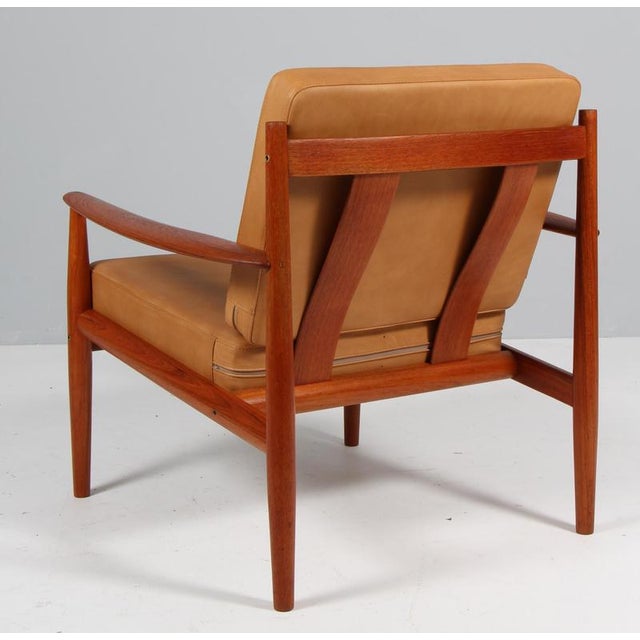 Lounge Chair in Teak and Full Grain Aniline Leather by Grete Jalk, Denmark, 1960s For Sale - Image 8 of 9