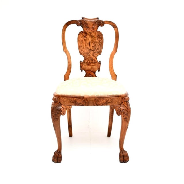 Vintage Queen Anne Style Dining Table and Chairs in Burr Walnut, 1920, Set of 9 For Sale - Image 9 of 11